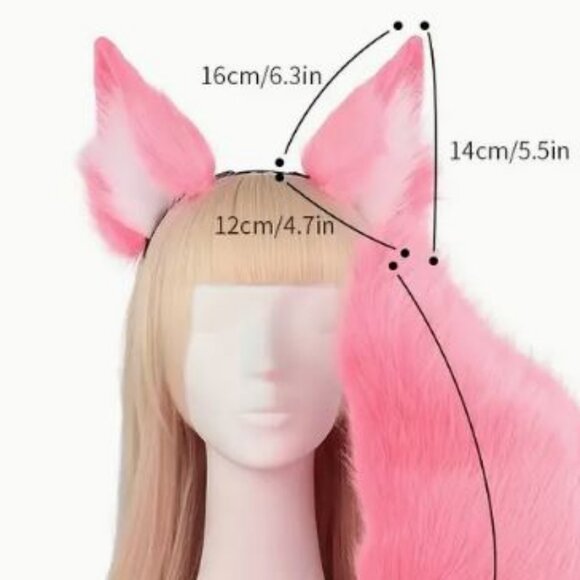Plush fox cosplay accessory- cute pink ears - Picture 2 of 2